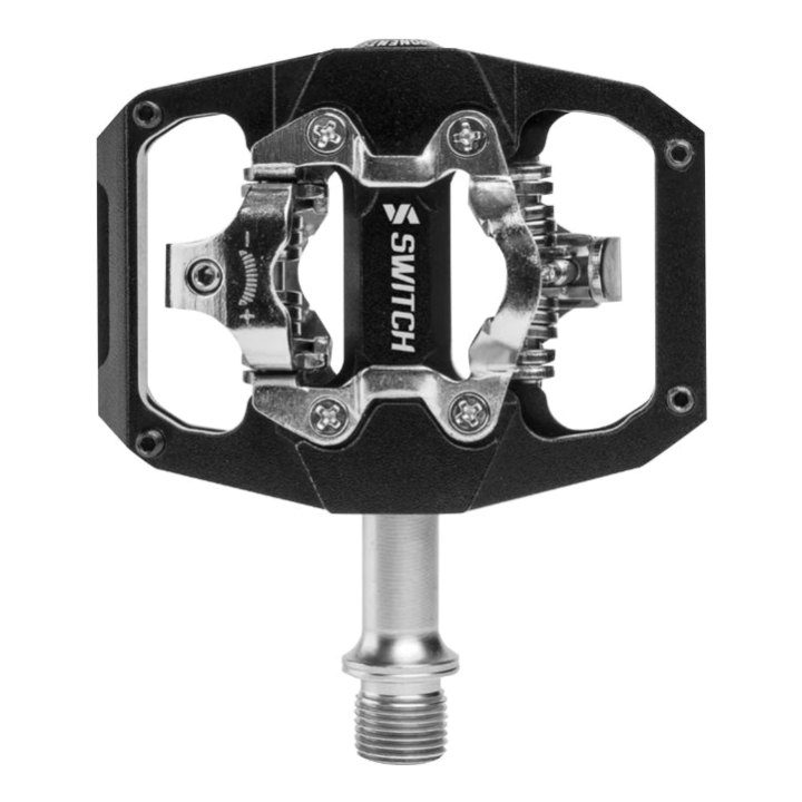 Pédale Gravel - VTT Plate Switch Automatique Alu Cnc Noir 85 X 70 mm (Compatible Shimano SPD) (Paire)