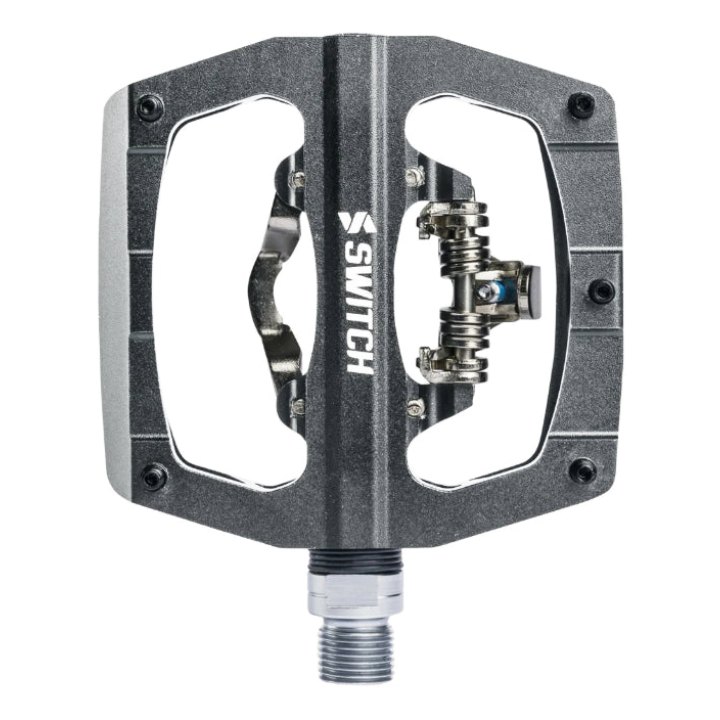Pédale Gravel - VTT Plate Switch Automatique Ou Standard Alu Cnc Gris 90 X 90 mm (Compatible Shimano SPD) (Paire)
