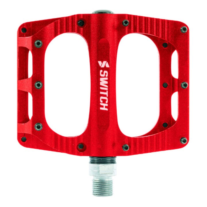 Pédale VTT Plateforme Descente - BMX Switch Freeride Alu Cnc Rouge Filetage 9-16 Avec Picots (Paire) 100X90 mm