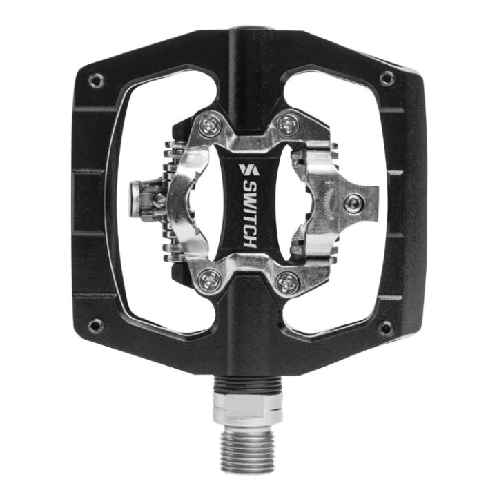 Pédale Gravel - VTT Plate Switch Automatique Alu Cnc Noir 90 X 90 mm (Compatible Shimano SPD) (Paire)