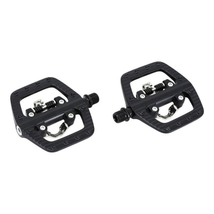 Pédale VTT Automatique Polyvalente Newton R63 Avec 1 Face Shimano-SPD A Roulement Noir Alu D9-16 Avec Cales (Paire) Type Shimano Pd-Eh500