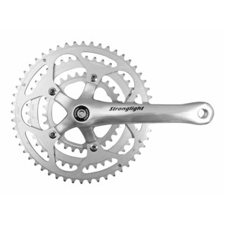 Pédalier Route Stronglight 9-10V. Impact Argent 172.5 mm 52-42-30 Compatible 8V. (Axe Carré 115 mm)