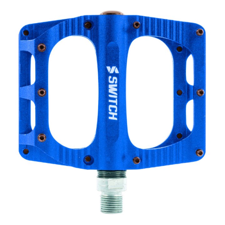 Pédale VTT Plateforme Descente - BMX Switch Freeride Alu Cnc Bleu Filetage 9-16 Avec Picots (Paire) 100X90 mm