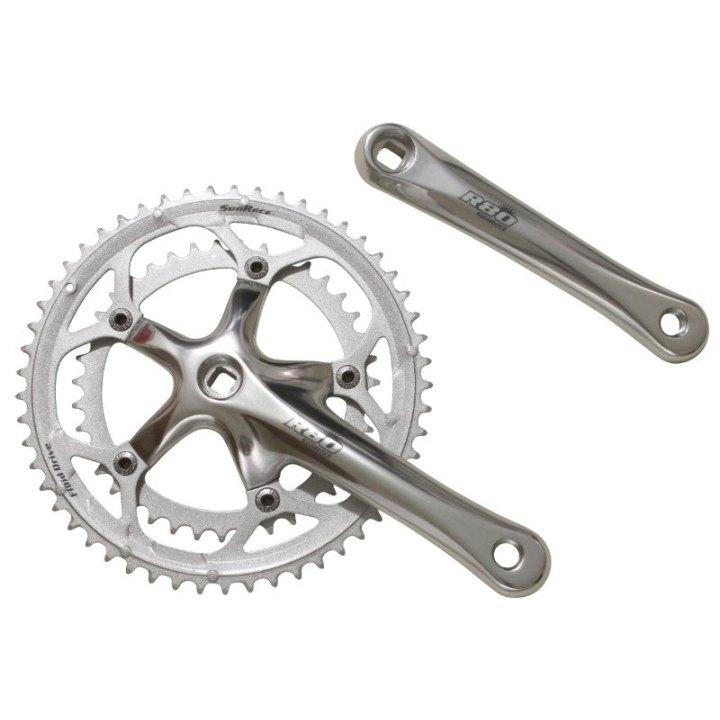 Pédalier Route Sunrace R80 8-9V. Argent 170 mm 52-42 (Axe Carré) (Boîtier 107 mm)