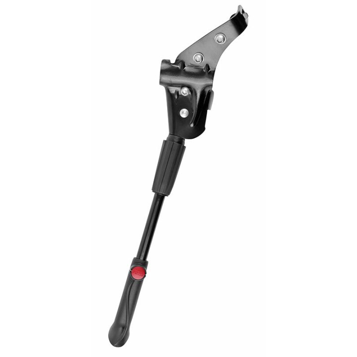 Béquille Vélo Laterale Arrière Newton 24-28" Réglable Fixation Base-Hauban Alu Noir