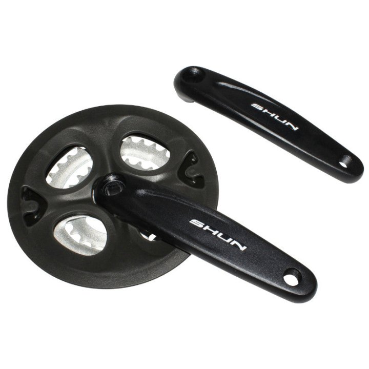 Pédalier VTT P2R 7-8V. Alu Noir Black-X 170 mm 42-34-24 (Boîtier 113 mm) Avec Pare Chaîne