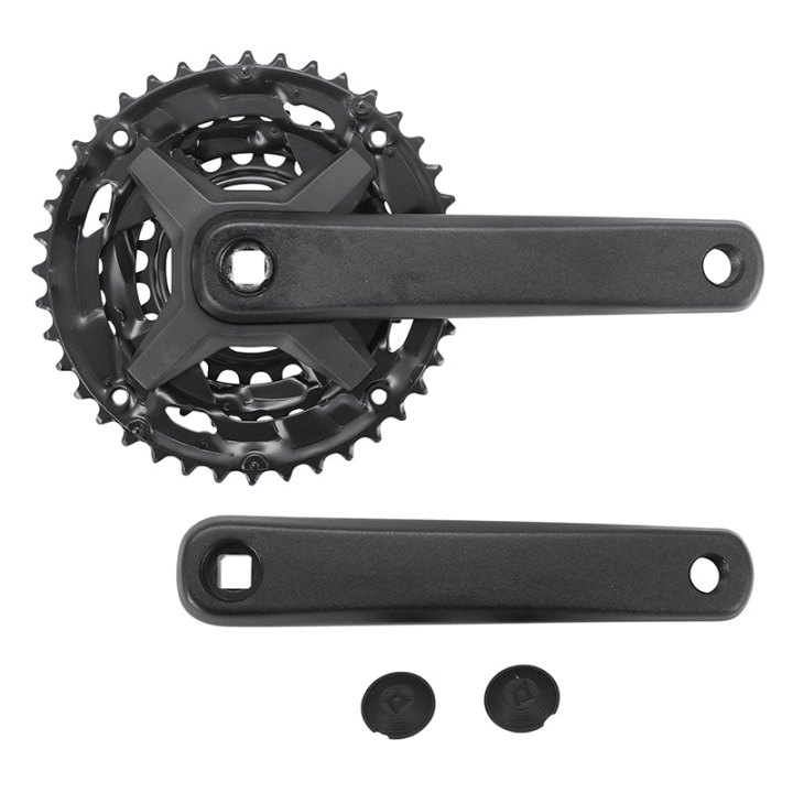 Pédalier VTT P2R 9V. Alu Noir 170 mm 40-30-22 (Boîtier 124.5 mm)