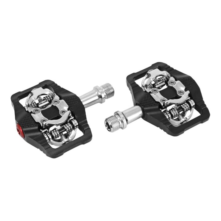 Pédale Gravel - VTT Plate Newton Automatique Ou Standard Alu Cnc Noir 102 X 73 mm Roulement Du (Compatible Shimano SPD) (Paire)