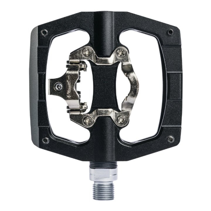 Pédale Gravel - VTT Plate Switch Automatique Ou Standard Alu Cnc Noir 90 X 90 mm (Compatible Shimano SPD) (Paire)