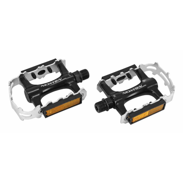Pédale VTT Alu Newton Noir Cage Alu Argent 9-16" Roulement Du (Paire)