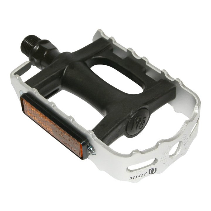 Pédale VTT Newton Résine Noir Cage Alu Argent 9-16" Roulement Du (Paire)