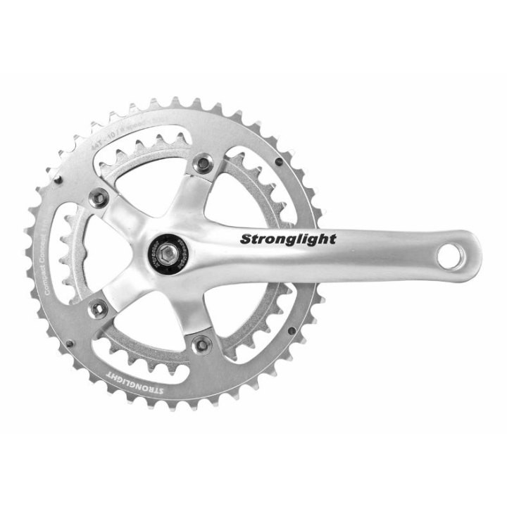 Pédalier Route Stronglight 9-10V. Impact Argent 155 mm 44-34 Compatible 8V. (Axe Carré 107 mm)