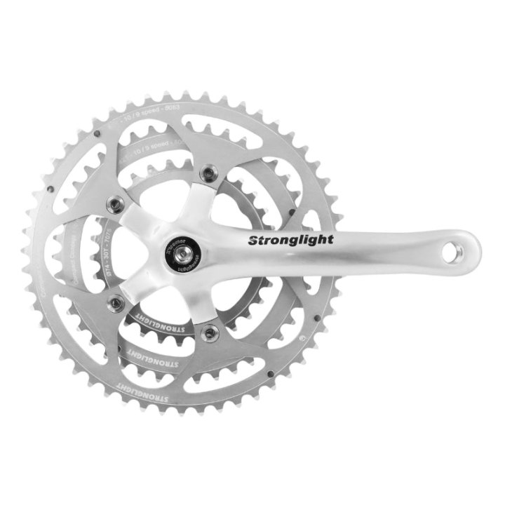 Pédalier Route Stronglight 9-10V. Impact Argent 170 mm 52-42-30 Compatible 8-9V. (Axe Carré 115 mm)