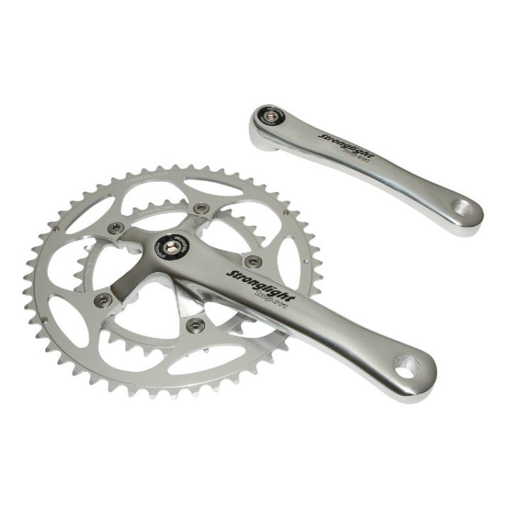 Pédalier Route Stronglight 9-10V. Impact Argent 175 mm 52-34 Compatible 8V. (Axe Carré 107 mm)