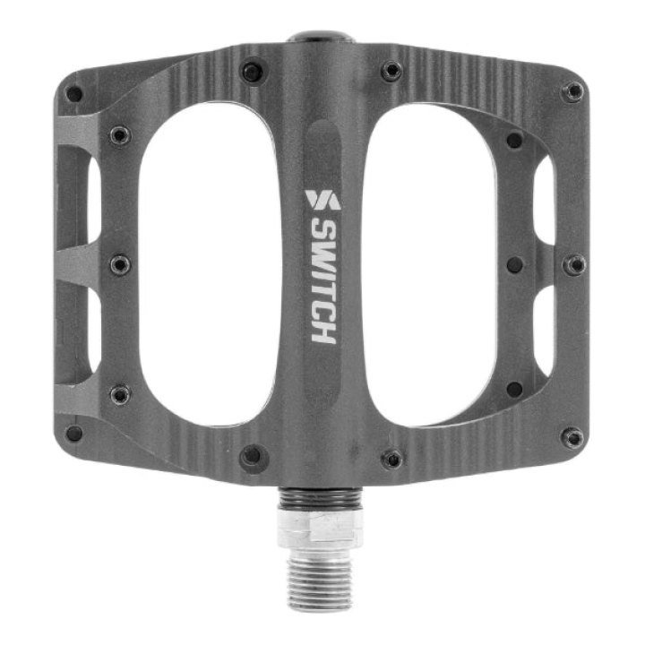 Pédale VTT Plateforme Descente - BMX Switch Freeride Alu Cnc Gris Filetage 9-16 Avec Picots (Paire) 100X90 mm