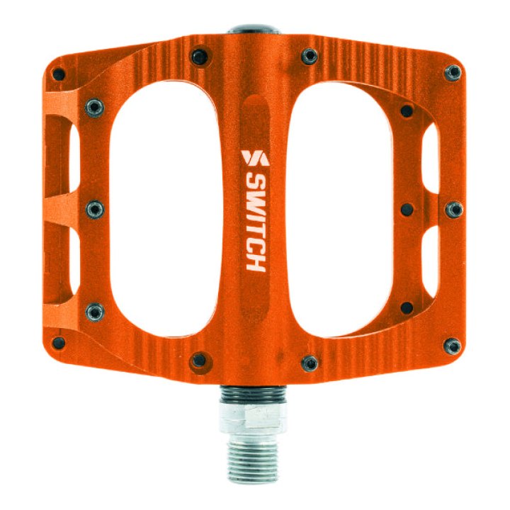 Pédale VTT Plateforme Descente - BMX Switch Freeride Alu Cnc Orange Filetage 9-16 Avec Picots (Paire) 100X90 mm