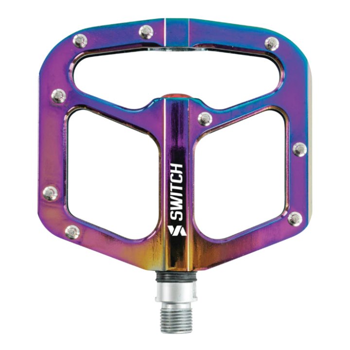 Pédale VTT Plateforme Descente - BMX Switch Gap Alu Oil Filetage 9-16 Avec Picots Argent (Paire)