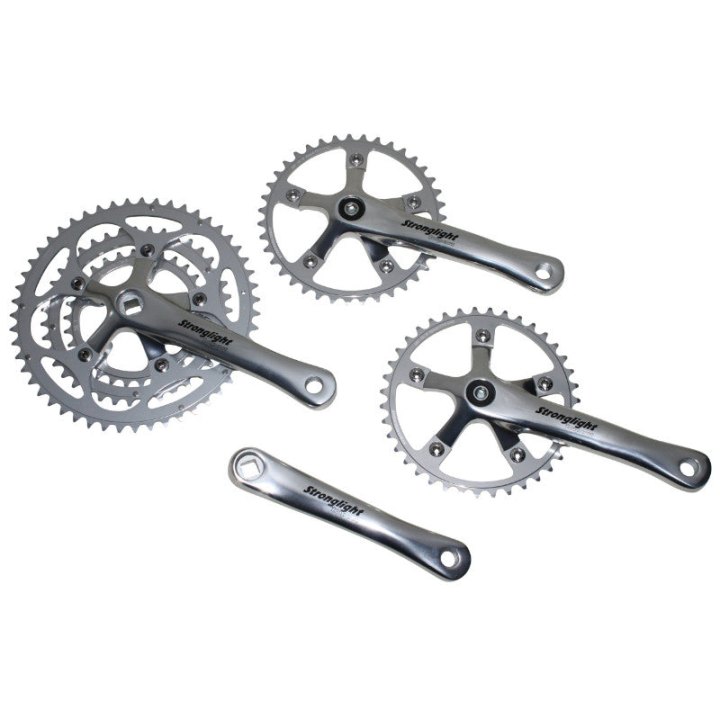 Pédalier Route Stronglight 9-10V. Impact Tandem Argent 170 mm 51-39-30 (Kit Avant + Arrière) (Axe Carré 115 mm)