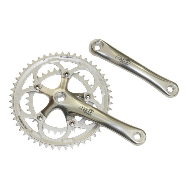 Pédalier Route Sunrace R96 8-9-10V. Compact Argent 170 mm 50-34 (Axe Carré)