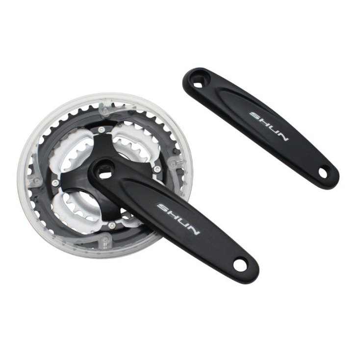 Pédalier VTT P2R 7-8V. Alu Noir 170 mm 42-34-24 Avec Pare-Chaîne (Boîtier 119 mm)