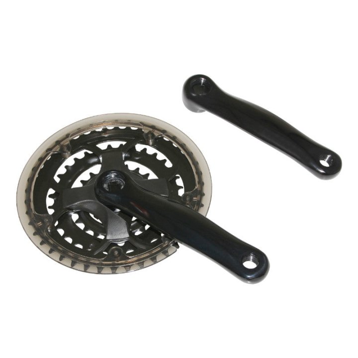Pédalier VTT P2R 7-8V. Noir 150 mm 42-32-22 Avec Pare-Chaîne (Boîtier 118-122 mm)