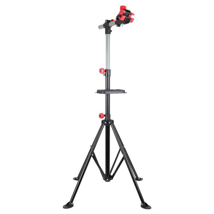 Pied D'Atelier De Réparation Vélo Pliant Acier Avec Tablette Supporte 30Kgs (4 Pieds)