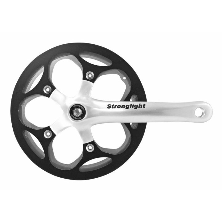 Pédalier City Stronglight 8V. Impact R Argent 170 mm 46 dents Avec Carter Pour Transmission Sans Tendeur De Chaîne Pour Moyeux Vitesses Integrees (Axe Carré 127 mm)