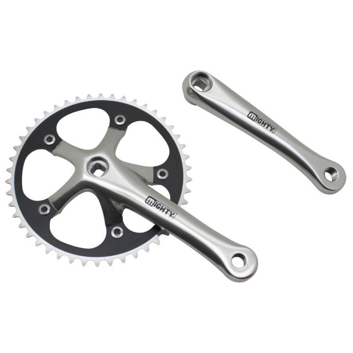Pédalier Route Fixie 3.30 Alu Argent 165 mm Plateau 46D. (Fixie - Singlespeed) Diam. 130 mm
