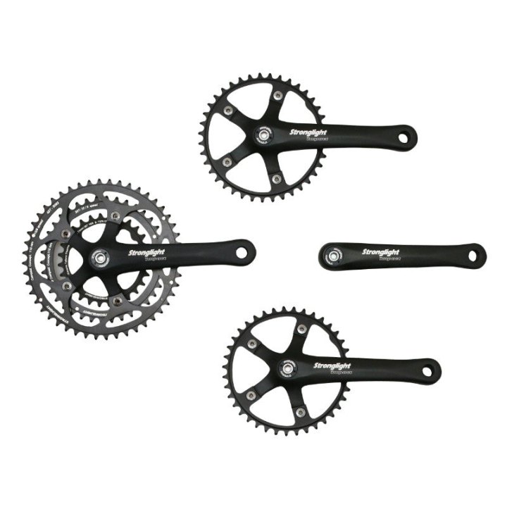 Pédalier Route Stronglight 9-10V. Impact Tandem Noir 170 mm 48-38-28 (Kit Avant + Arrière) (Axe Carré 115 mm)