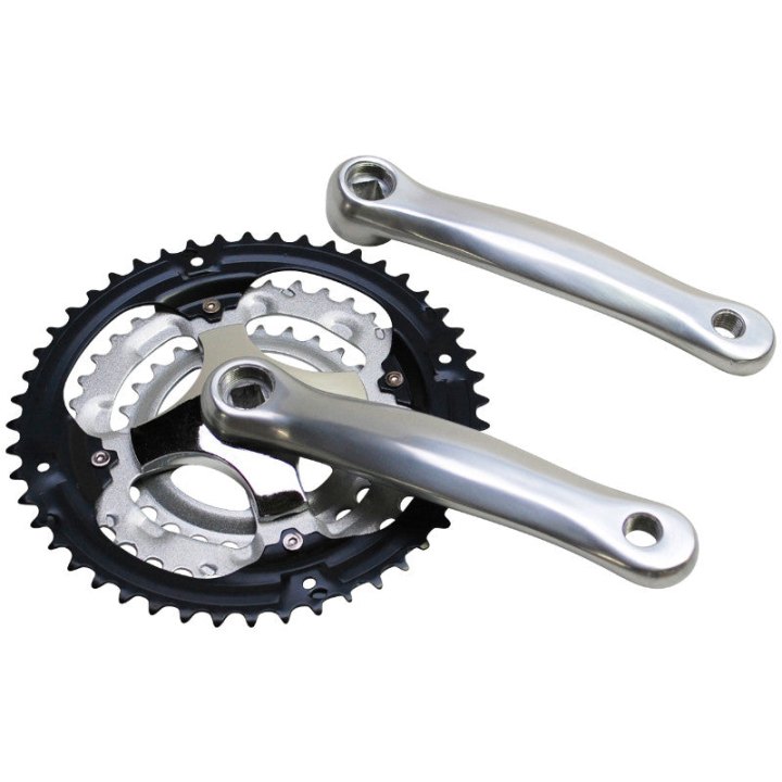 Pédalier VTT P2R 7-8V. Alu Argent 170 mm 48-38-28 (Boîtier 118 mm)