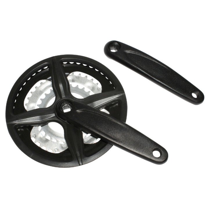 Pédalier VTT P2R 9V. Alu Noir Black-X 170 mm 48-38-28 (Boîtier 113 mm) Avec Pare Chaîne