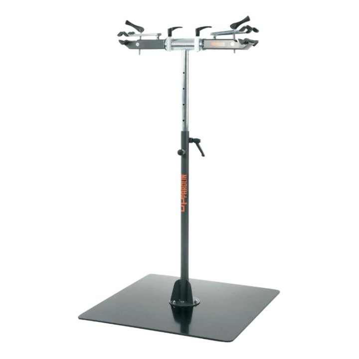 Pied D'Atelier De Réparation Vélo Professionnel Officine Parolin Opus Double Supporte 50Kgs Sur Chaque Bras -Avec Plaque Métal Au Sol -Gist-