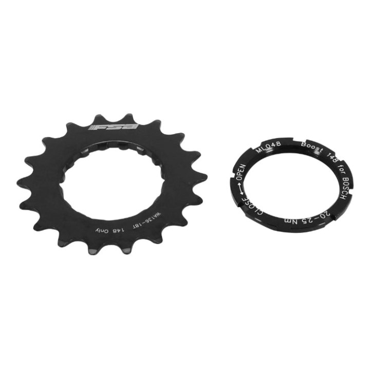 Pignon Compatible Bosch 18 dents (Avec Deport-Epaulement 2,5 mm) Fsa Noir Pour Chaîne 2.38 - Livre Avec Contre Écrou