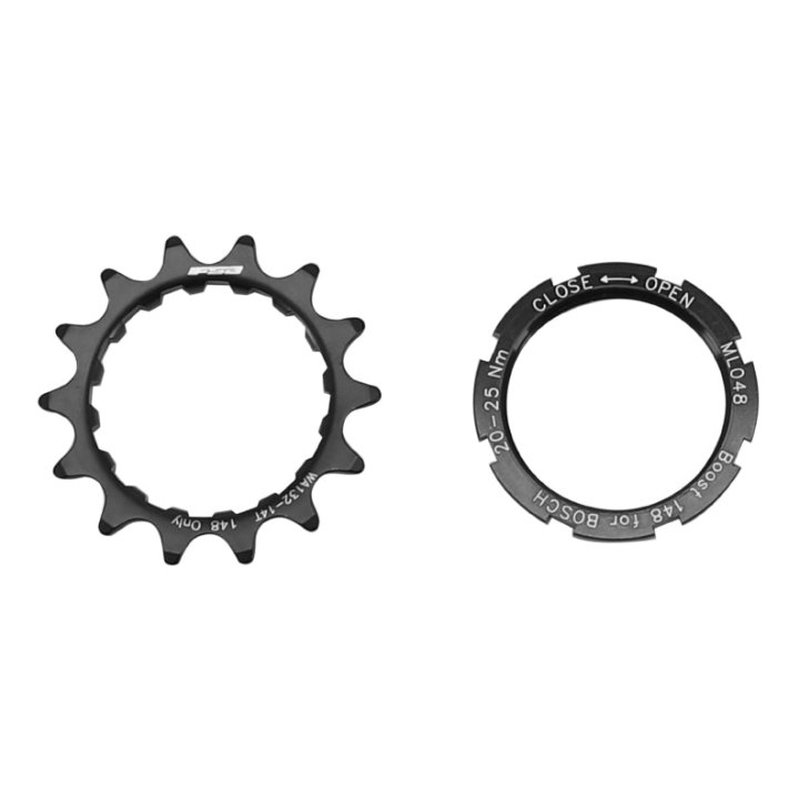 Pignon Compatible Bosch 14 dents (Avec Deport-Epaulement 2,5 mm) Fsa Noir Pour Chaîne 2.38 - Livre Avec Contre Écrou