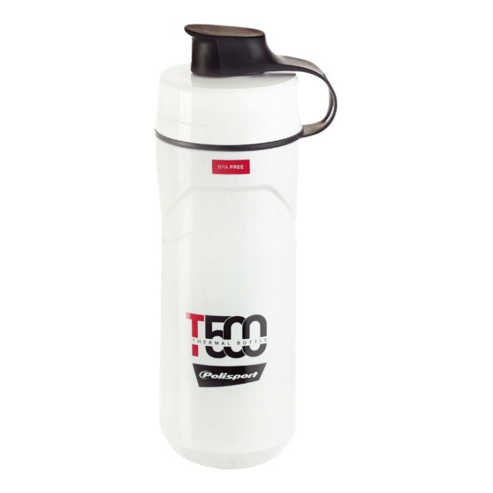 Bidon Isotherm Polisport T500 2 En 1 4H Hot-Cold Blanc 500Ml Ou Standard 650Ml Avec Bouchon Propre