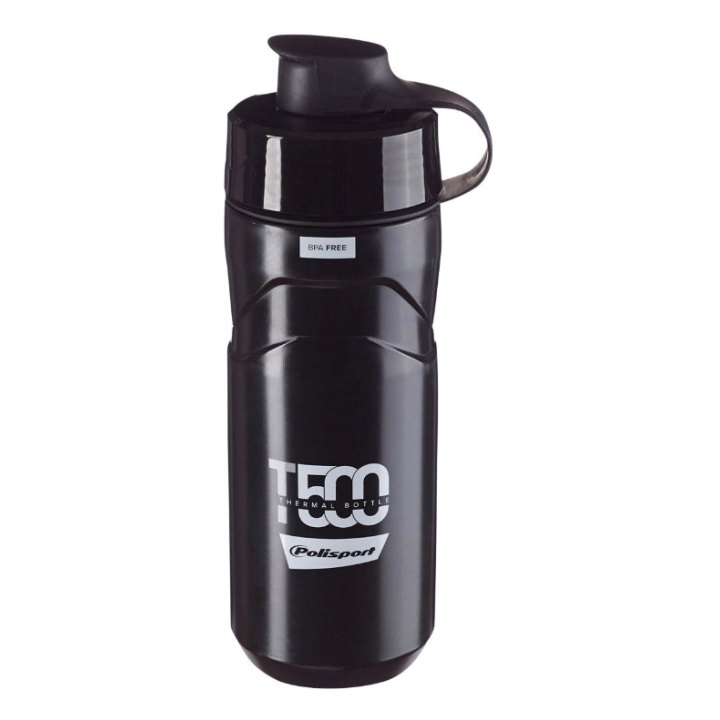 Bidon Isotherm Polisport T500 2 En 1 4H Hot-Cold Noir 500Ml Ou Standard 650Ml Avec Bouchon Propre