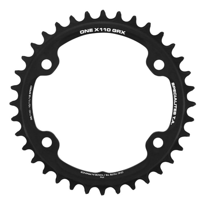 Plateau Gravel 4 branches Ø 110 Pour Shimano Grx Mono Ta X110 One 36 dents Compatible Rx600-Rx810 Noir 10-11V.