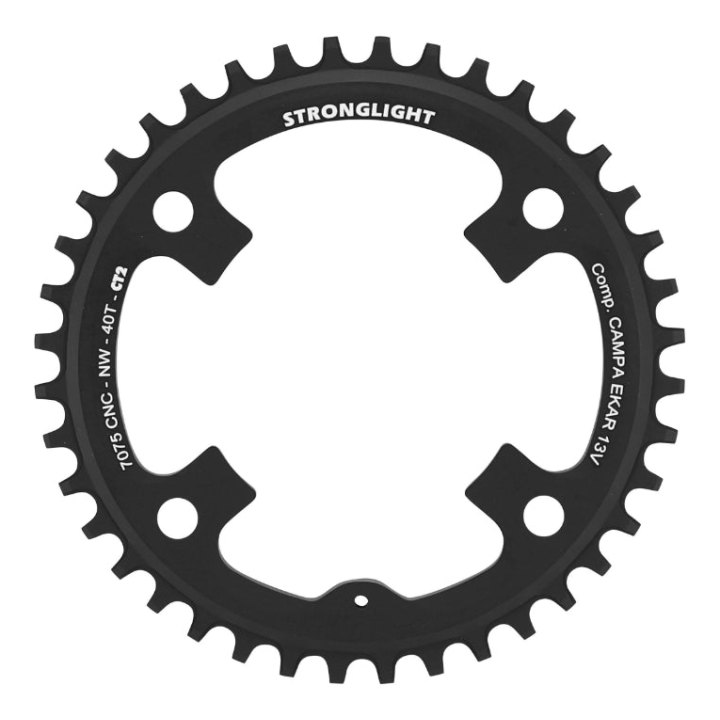 Plateau Gravel 4 branches Ø 123 Pour Campagnolo Ekar Stronglight Ct2 40 dents Mono Noir 13V. Narrow Wide