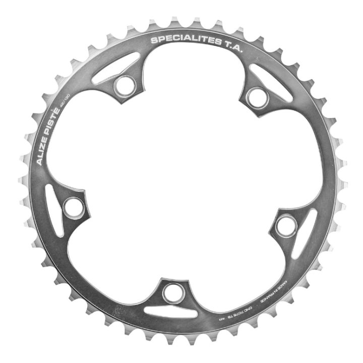 Plateau Piste 5 branches Ø 130 Ta 46 dents Argent Alu 7075 Pour Chaîne 3.17 mm (1"1-8)