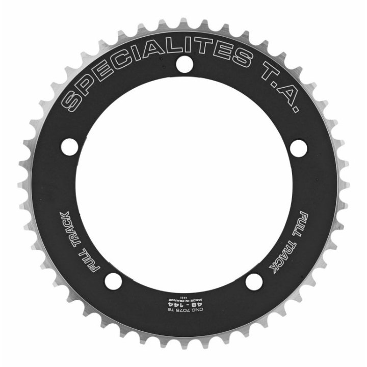 Plateau Piste 5 branches Ø 144 Ta Full Track 48 dents Noir Alu 7075 Pour Chaîne 3.17 mm (1"1-8)