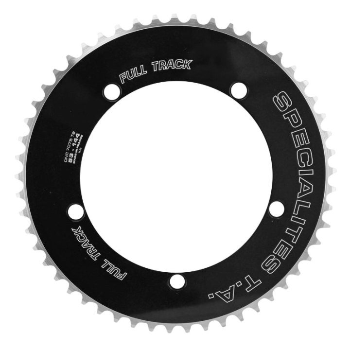 Plateau Piste 5 branches Ø 144 Ta Full Track 53 dents Noir Alu 7075 Pour Chaîne 3.17 mm (1"1-8)