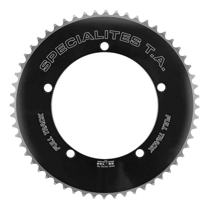 Plateau Piste 5 branches Ø 144 Ta Full Track 56 dents Noir Alu 7075 Pour Chaîne 3.17 mm (1"1-8)