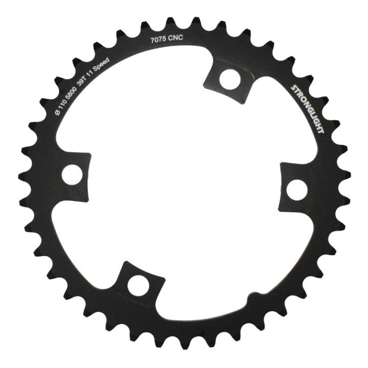 Plateau Route 4 branches Ø 110 Pour Shimano 105 5800 Stronglight 39 dents Intérieur Noir Compatible Ultegra 6800 - Dura-Ace 9000 11V.
