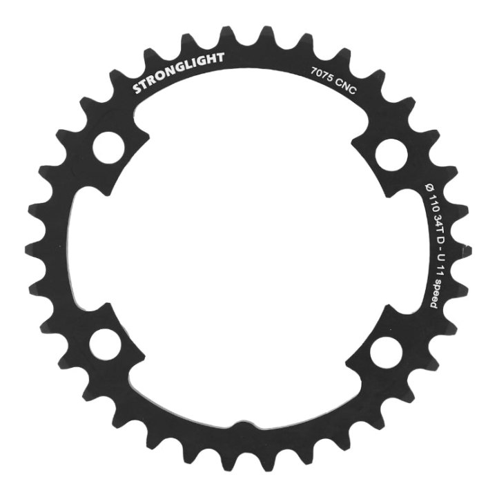 Plateau Route 4 branches Ø 110 Pour Shimano Ultegra 6800 Stronglight 34 dents Intérieur Compatible Dura-Ace 9000 Noir Alu 7075 11V.