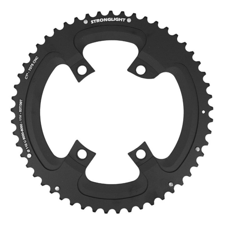 Plateau Route 4 branches Ø 110 Pour Shimano Ultegra R8000 - R8050 Stronglight 53 dents Extérieur Noir Ct2 11V. (Pour Plateau 39 dents)