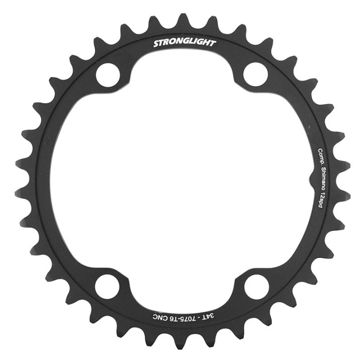 Plateau Route 4 branches Ø 110 Pour Shimano Ultegra R8100- Dura-Ace R9200- 105 R7100 Stronglight 36 dents Intérieur Noir Alu 12V. Pour Extérieur 46-50-52 dents