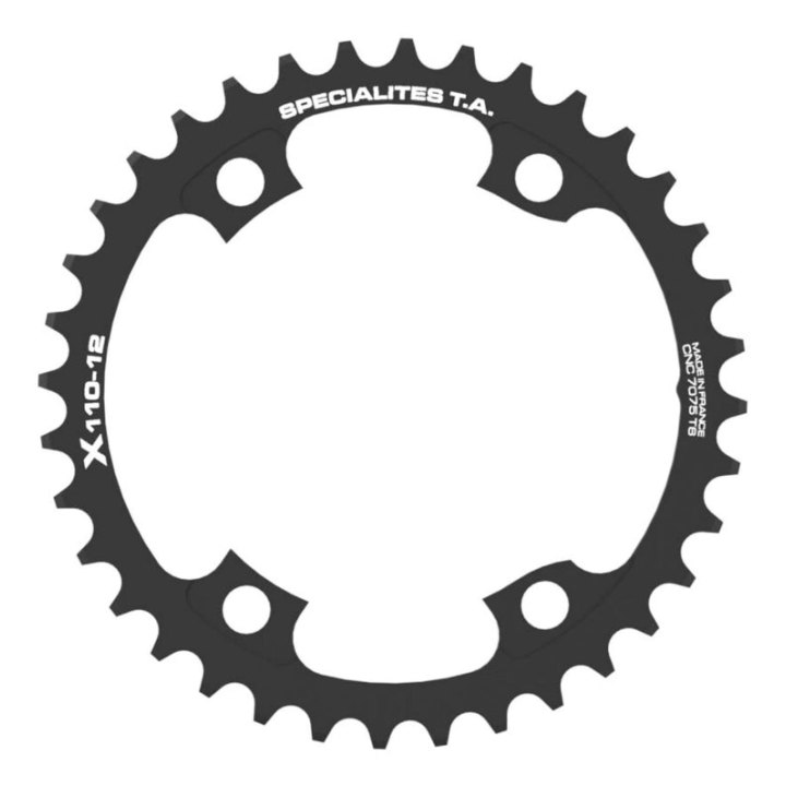Plateau Route 4 branches Ø 110 Pour Shimano Ultegra R8100-8170 Dura-Ace R9200-9270 105 R7100 Ta X110 44 dents Intérieur Noir 12V. (Penser A Commander Le Kit Intravis Correspondant)