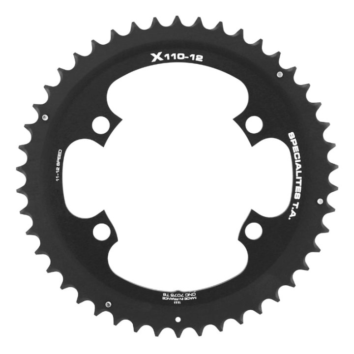 Plateau Route 4 branches Ø 110 Pour Shimano Ultegra R8100-8170 Dura-Ace R9200-9270 105 R7100 Ta X110 51 dents Extérieur Noir 12V. (Penser A Commander Le Kit Intravis Correspondant)