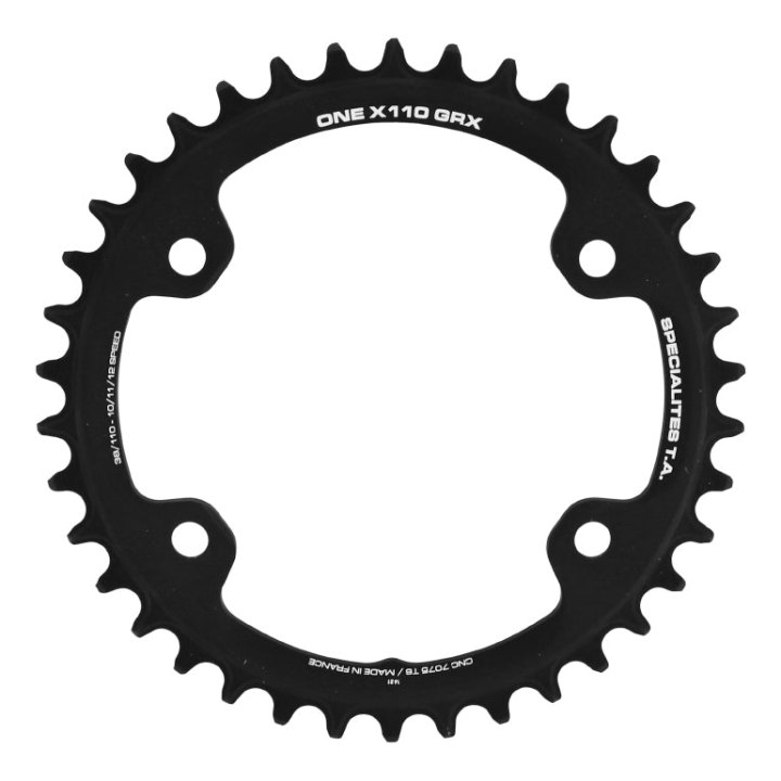 Plateau Gravel 4 branches Ø 110 Pour Shimano Grx Mono Ta X110 One 38 dents Compatible Rx600-Rx810 Noir 10-11V.