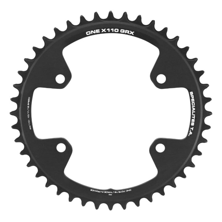 Plateau Gravel 4 branches Ø 110 Pour Shimano Grx Mono Ta X110 One 44 dents Compatible Rx600-Rx810 Noir 10-11V.